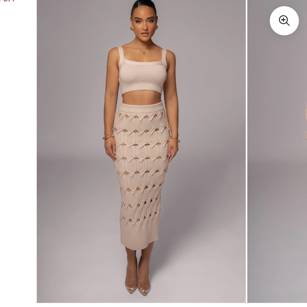 JLUXLABEL Beige Knit Skirt Set both in size XS